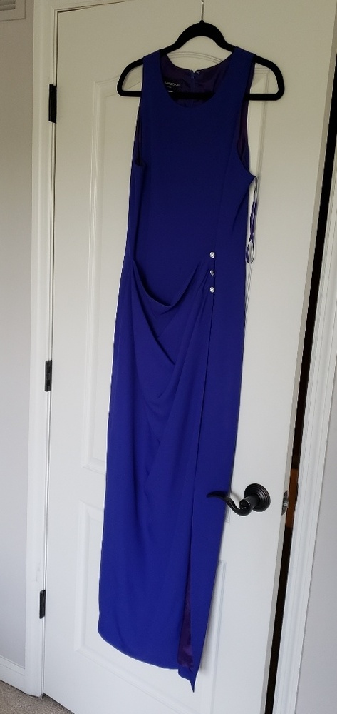 Ultra blue, long gown with slit